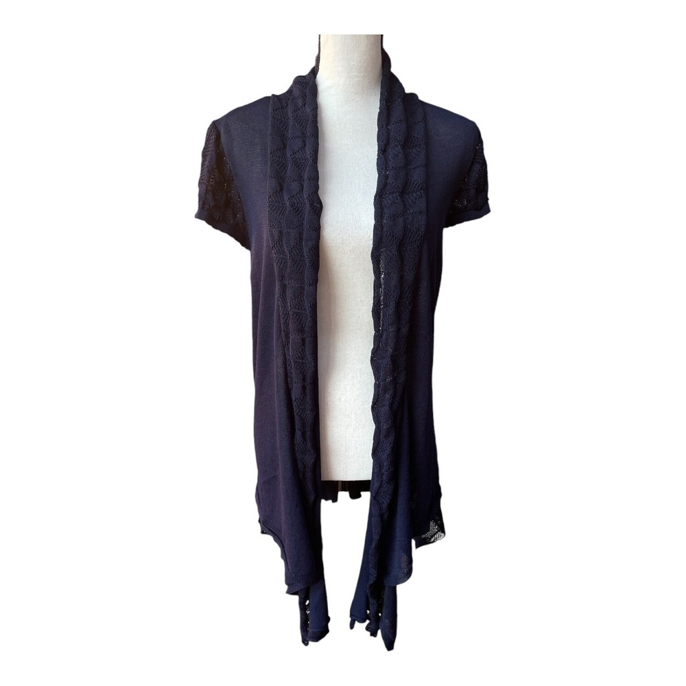 Alberto Makali Long Cardigan Duster‎ Topper Women's Size Small Blue Open Knit